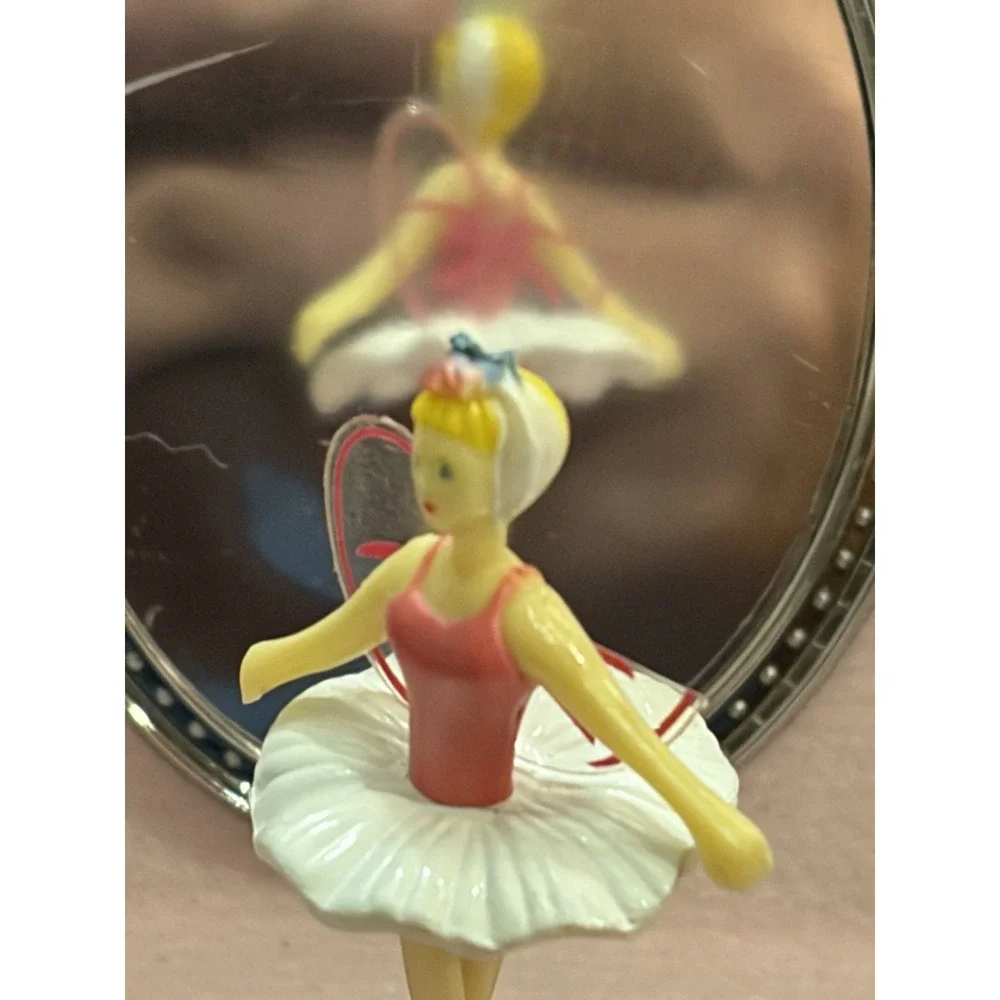 Dancing Fairy Jewelry Box #217-28 Ballerina Pink Beaded Handle Twinkle Works